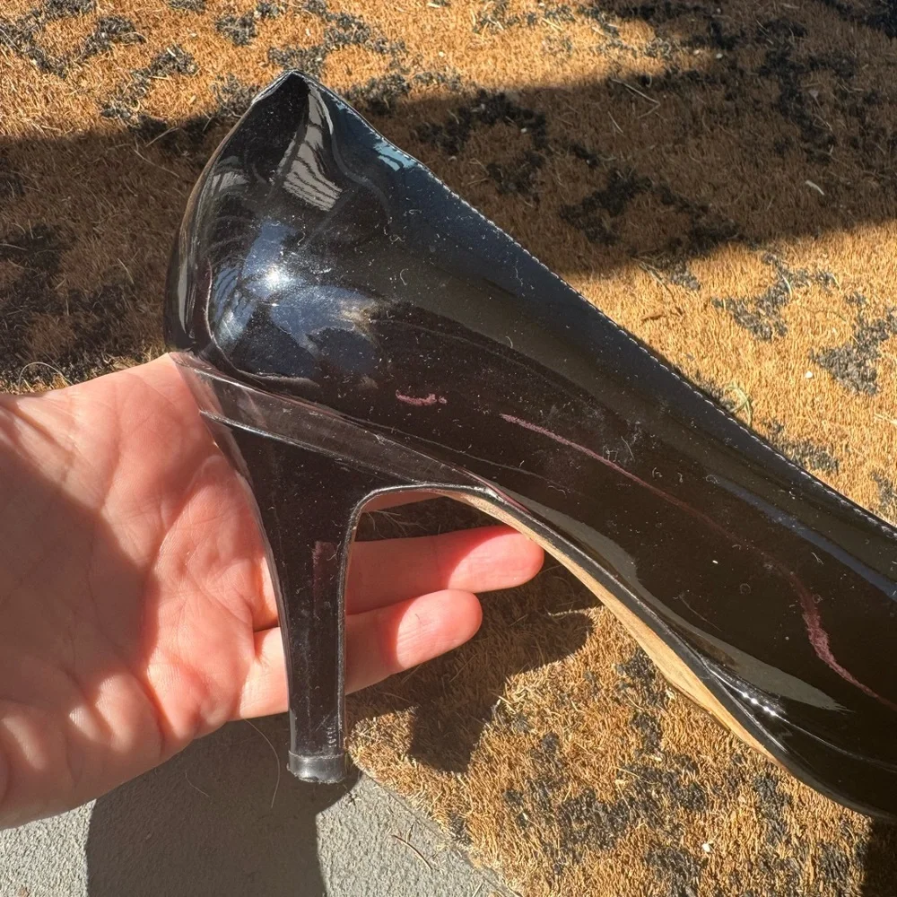 Cole Haan NIKE Air Black Patent Leather Peep Toe Heel Size 7
